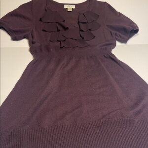 Purple Midi‎ Dress with Ruffle Detail